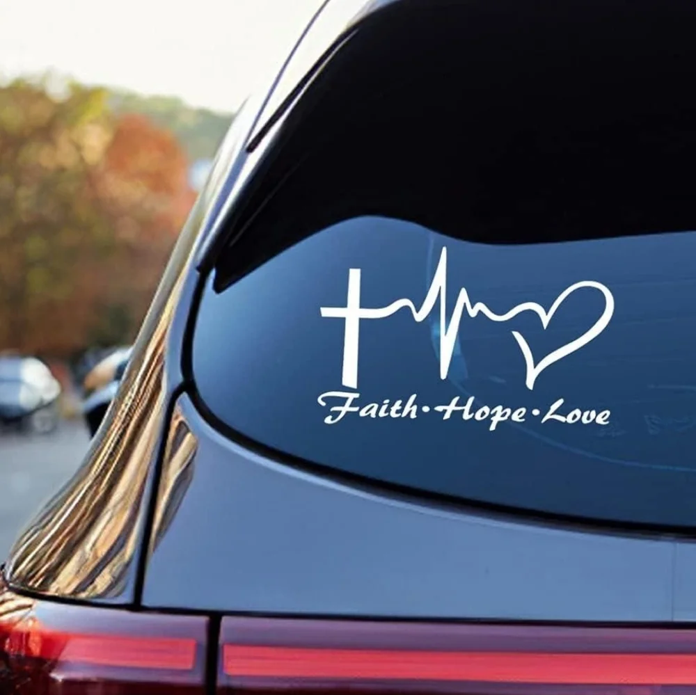 Faith Cross Hope Heartbeat Love Heart Vinyl Graphic Auto Laptop‎ Decal Sticker